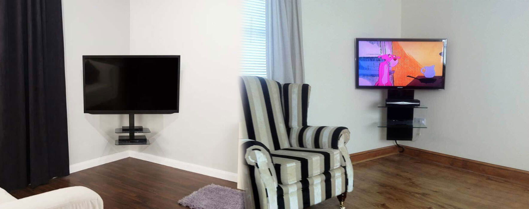 Soporte de brazo corto para monitores Base-esquinera-para-televisores-en-rincones